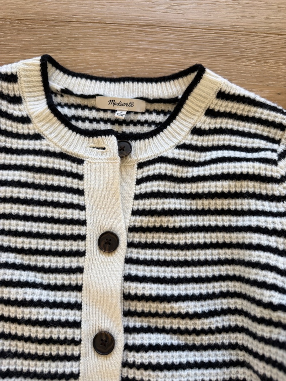 Madewell Striped 100% soft Wool Cardigan size M - Picture 3 of 4